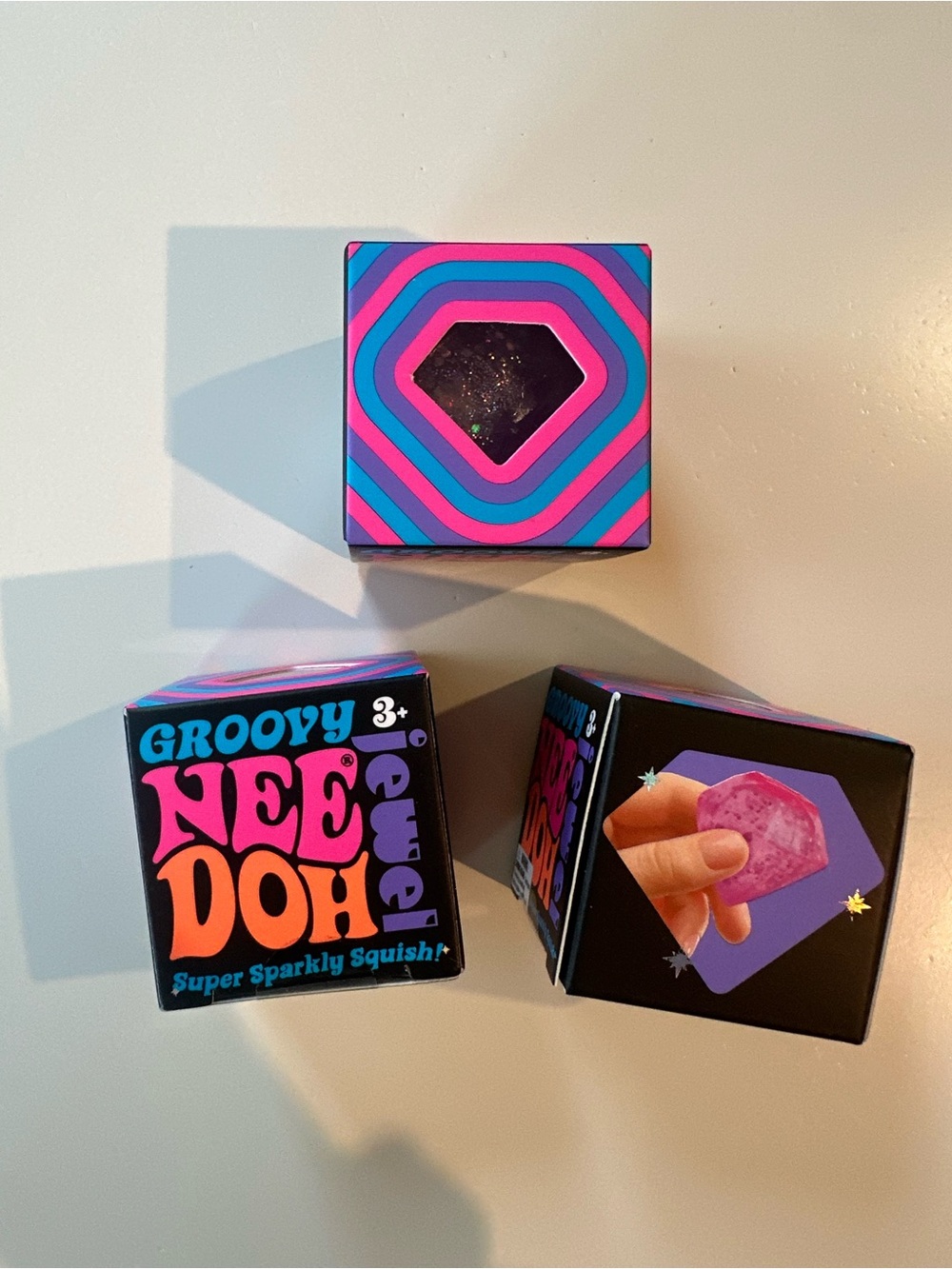 NeeDoh Mini Groovy Jewels - Set of 3 blue, purple and pink